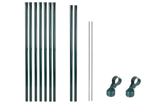 Garmix Zaunpfostenset Zaunpfahl Gartenzaun Metall 105cm Grün 7 Stück