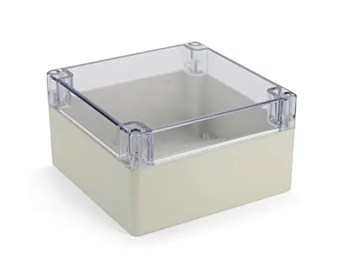 Blanko Modulgehäuse, Universal-Gehäuse aus ABS-Kunststoff mit transparentem Deckel, Mehrzweckghäuse mit Montagepunkten für Leiterplatten, IP 65 Schutzklasse, LxBxH 160x160x90 mm, Lichtgrau