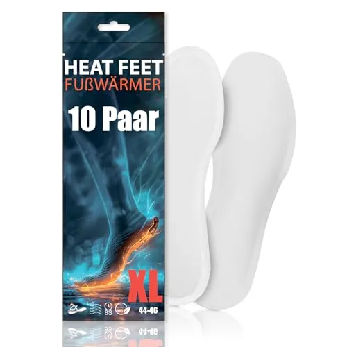 Paar HEAT FEET Wärmesohlen, Heizsohlen, Einlage Fußwärmer, wärmende Sohlen, warme Einlegesohlen, Wintersportarten Outdoorsport Weihnachtsmarkt, bei kalten Füßen für Schuhgröße 44-46 8h Wärme 10