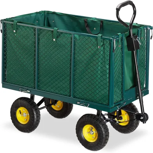 Gartenwagen Bollerwagen klappbar - 500 kg Transportwagen - Bollerwagen aus robustem Stahl und Polyester, klappbar für einfachen Transport, ideal für Garten und Freizeitaktivitäten.