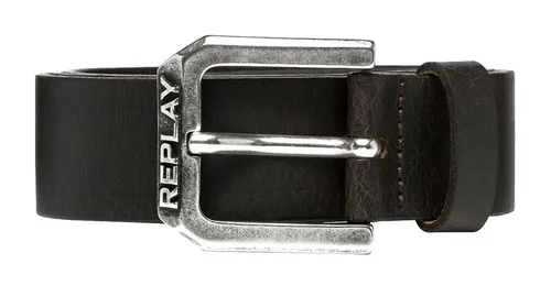 Replay Ledergürtel W90 - Hochwertiger Gürtel aus 100% Rindsleder, stilvolles Design in Schwarz/Braun, perfekt anpassbar mit 5 Löchern – der ideale Begleiter für jeden Look!