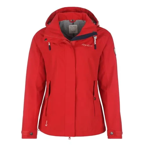 Dry Fashion Damen Funktionsjacke Norderney - Wasserdichte Outdoor-Jacke in Rot, Größe 46 - Funktionsjacke für Damen, bietet optimalen Schutz bei jedem Wetter dank wasserdichter und atmungsaktiver Materialien. Modischer taillierter Schnitt mit gestreiftem Innenfutter für zusätzlichen Stil.