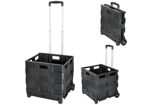 CEPEWA Einkaufstrolley Klappbox Trolley schwarz 42x40x37cm Kunststoff Alu belastbar bis 20 Kg
