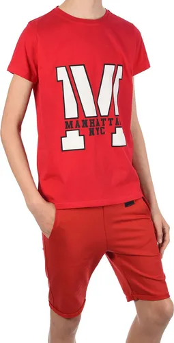 Produktbild BEZLIT Jungen Sommer Set T-Shirt Manhatan und Stoff Shorts Rot / Rot 104/110