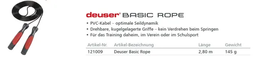 Deuser Basic Rope Springseil 121009 Schule Training Reha Physio Kugellager NEU!
