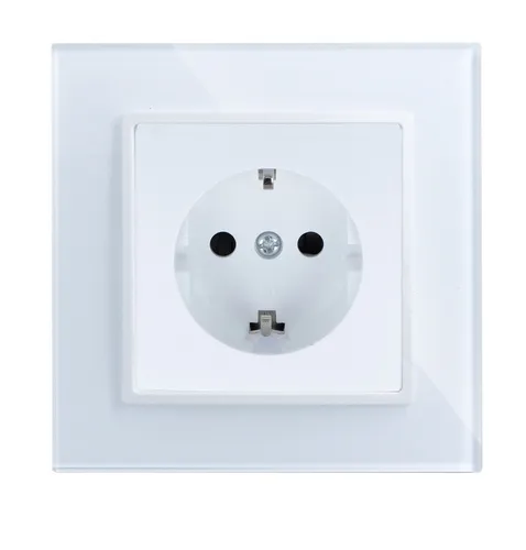 LINA 1 Fach Steckdose  Stecker Schuko VDE für Unterputz weiß Glasrahmen