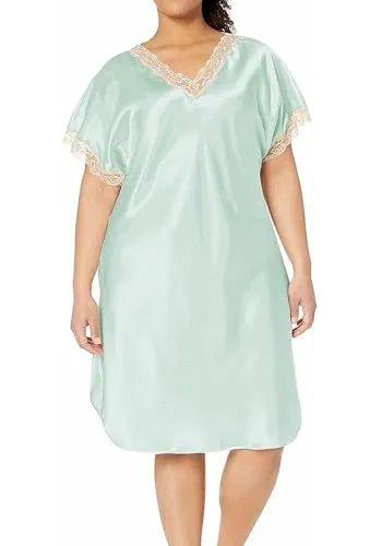 Shadowline Damen Charming Satin Chameuse Sleepshirt Nachthemd, Mint, Large