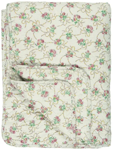 Ib Laursen Quilt Decke Beige mit Rosen 130 x 180 cm - Bettdecken: Elegante Sofadecke im Shabby-Stil, pflegeleicht bei 40° Wäsche und ideal für alle Jahreszeiten. Perfekt für gemütliche Abende!