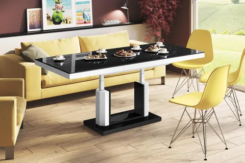 Design Couchtisch H-120 Schwarz/Weiß Hochglanz