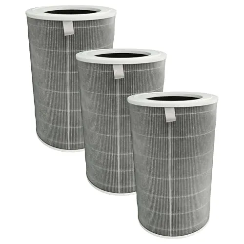 vhbw 3X Aktivkohlefilter kompatibel mit Xiaomi Smart Air Purifier 4 Pro Luftreiniger - H12 Luftfilter Grau Weiß