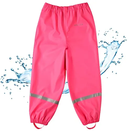 BMS Regenbundhose für Mädchen - Wasserdicht in Pink, Größe 140 - Regenhosen für Mädchen: 100% wasserdicht und besonders bequem mit weichem BMS Softskin Material. Ideal für aktive Kinder, auch im Waldkindergarten!