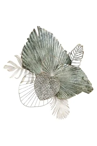 Wandrelief 3D-Blätter - Goldfarben & Grün, 65 cm x 75 cm - Wandobjekte: Modernes 3D-Blattrelief für einen einzigartigen Look in Ihrem Wohnraum, setzt stilvolle Akzente und verwandelt triste Wände in Hingucker.
