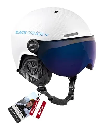 Black Crevice Skihelm Gstaad mit Visier, Gr. M/L, weiß/blau