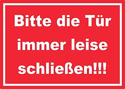 Aufkleber Bitte die Tür immer leise weiss-rot A8 (52x74mm)