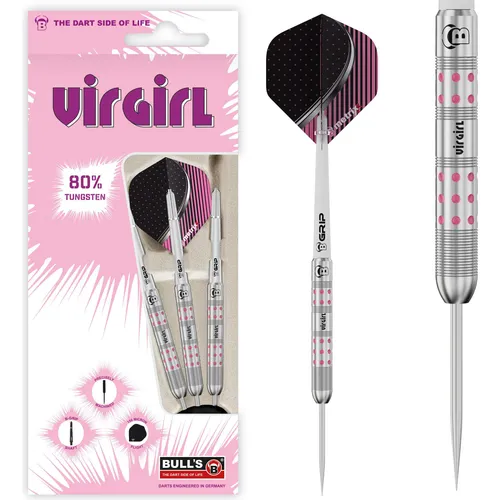 BULLS Dartpfeil Virgirl VR1 Steel Dart - Dartpfeile für Damen, aus hochwertigem 80% Tungsten, mit elegantem Design und speziellem Grip für optimalen Wurf. Inklusive BULL'S Cone Case und individuellem Virgirl Design.