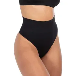 Smilodox String Nysa, Mid Waist Miederslip Shaping Tanga, Formende Shapewear Figurformende Miederhose, Seamless Unterwäsche Unterhose Sli schwarz XS