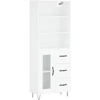 vidaXL Highboard Weiß 69,5x34x180 cm - Elegantes Highboard aus hochwertigem Holzwerkstoff mit viel Stauraum und stabilen Eisenbeinen. Ideal für eine stilvolle und ordentliche Einrichtung!