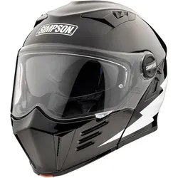 Simpson Darksome Hellfire Klapphelm - Schwarz/Weiß - S - Der Simpson Darksome Klapphelm vereint klassisches Design mit modernster Technik. Mit verbesserter Geräuschdämmung und leichtem Tri-Composite-Material ist er ideal für komfortable Fahrten. Inklusive Pinlock-Visier für optimale Sicht.