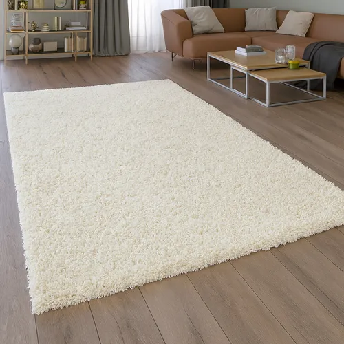 Flauschiger Shaggy Teppich in creme