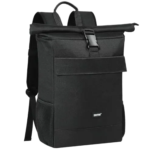 TANTOMI Rolltop Rucksack Damen Herren, Laptop Rucksack Wasserdicht Backpack Schulrucksack Tagesrucksäcke mit laptopfach für Schule Fahrradfahren Freizeit Reise