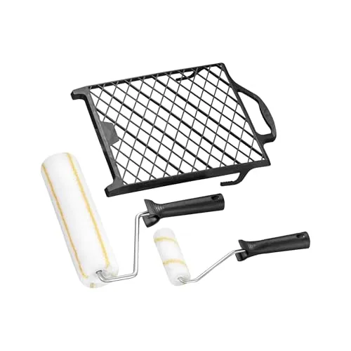 Handelskönig Farbroller-Set 5-teilig bestehend aus 2 Walzen (25 cm, 10 cm) mit passenden Bügeln & Farbgitter 27 × 29 cm