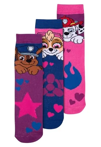 United Labels Paw Patrol Socken für Mädchen - Kinder Sneaker Kindersocken Söckchen Pink/Lila (3er Pack) (DE/NL/SE/PL, Numerisch, 27, 30, Regular, Pink/Lila)