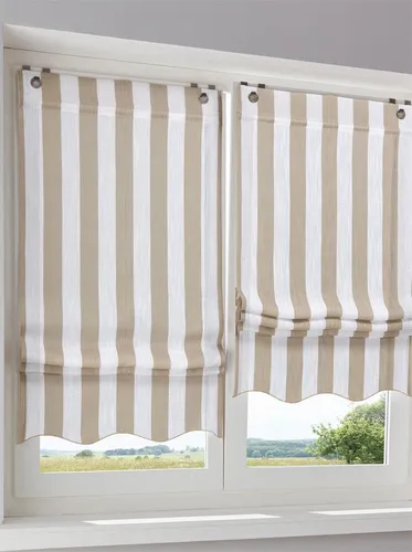 Rollo Raffrollo, heine, halbtransparent, Ösen mit Fensterhaken