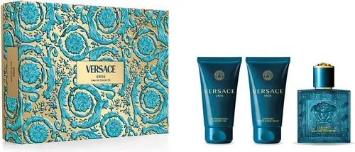 Versace Eros Pour Homme EDT Geschenkset - Eleganter Duft für den modernen Mann - Herrendüfte, enthält 50 ml EDT, 50 ml Duschgel und 50 ml Aftershave Balm für ein komplettes Pflegeerlebnis.