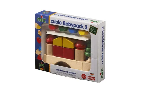 Cubio Babypack 2 Steckbausteine Holz Nic 2112 - Bauklötze für Kinder von 0-3 Jahren, aus hochwertigem Holz aus Deutschland, fördern die Kreativität und motorischen Fähigkeiten.