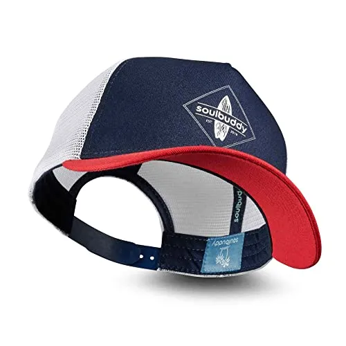 Soulbuddy Trucker Cap Herren – Trucker Cap Damen – Stylische Basecap – Kappe für Männer – Baseball Caps für Väter – Geschenk für Papa – One Size – Blue-Red