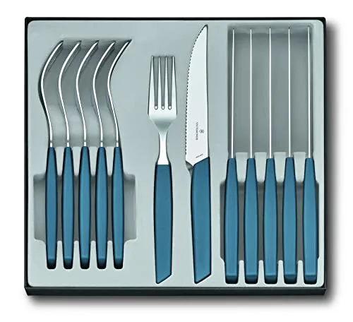 Victorinox Swiss Modern Besteck-Set für 6 Personen, 12-teilig - Hochwertiges Besteckset für 6 Personen mit scharfen Steakmessern und ergonomischen Kunststoffgriffen, ideal für den täglichen Gebrauch und stilvolle Essensmomente.