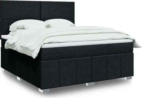 vidaXL Boxspringbett mit Matratze Schwarz 180x200 cm - Betten mit Taschenfederkernmatratze für optimalen Schlafkomfort und LED-Beleuchtung für ein individuelles Ambiente.