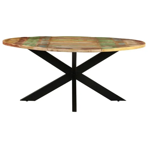 vidaXL Rund Esstisch 175x75 cm aus Massivholz - Genießen Sie gesellige Mahlzeiten an diesem handgefertigten Esstisch aus hochwertigem Altholz! Mit pulverbeschichteten Stahlbeinen bietet er Stabilität und ein einzigartiges Design durch die individuelle Holzmaserung.