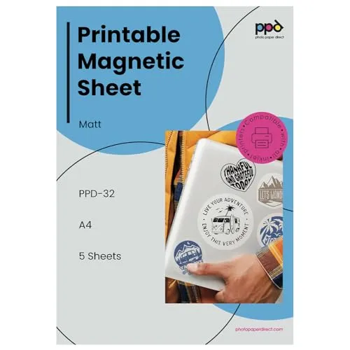 PPD 5xA4 Inkjet Premium Fotopapier Magnetisch, Matt, Bedruckbar und Schneidbar PPD-32-5