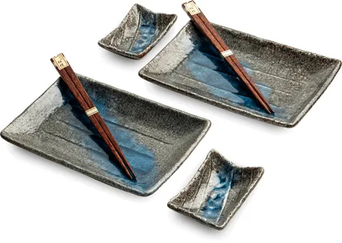 WestCraft Sushiteller Set für 2 Personen in blau von WestCraft