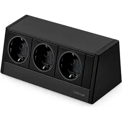 EVOline® R-Dock Aluminium SCHWARZ mit 3 x VDE Steckdosen