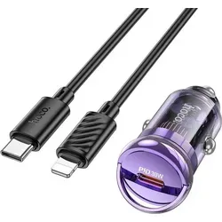 HOCO Typ C Autoladegerät + Typ C zu Lightning Kabel PD QC3.0 30W Z53 lila