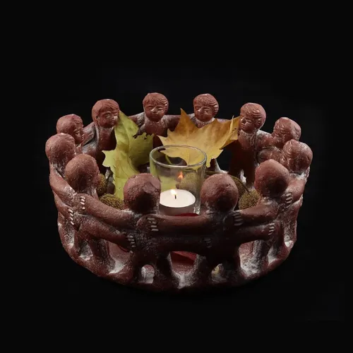 Budawi® Freundeskreis mit 12 Freunden aus Ton Handwerkskunst aus Mexiko rot