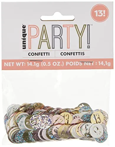 Konfetti zum 13. Geburtstag - 14 g - Glitzer-Roségold-Geburtstag