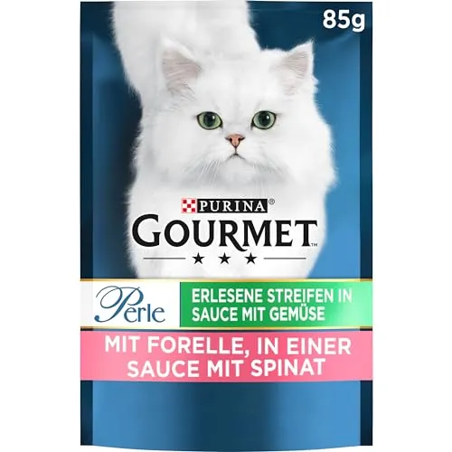 Gourmet Perle Erlesene Streifen Katzenfutter nass, mit Forelle, 26er Pack (26 x 85g)