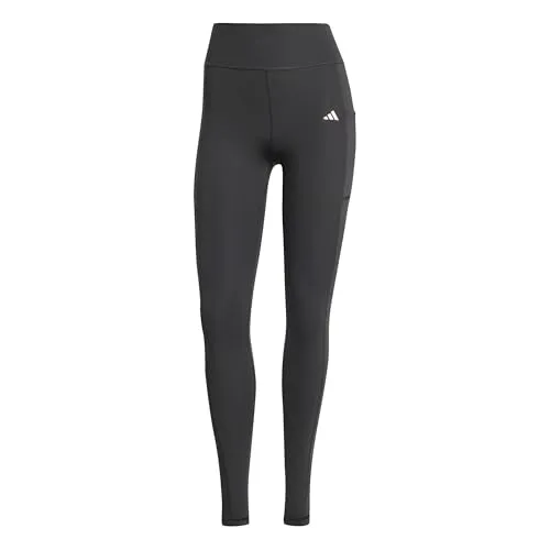 adidas Damen Optime Full-Length Leggings, Schwarz, XS - Moderne Sportleggings mit hohem Bund und Seitentasche, hergestellt aus 77 % recyceltem Polyester für nachhaltigen Komfort während des Trainings.