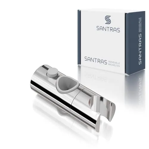 SANTRAS® Universal Gleiter als Handbrause Halterung für Brausestage (ø 25 mm) in Chrom – Verchromte Duschhalterung für Duschkopf im Badezimmer 360° drehbar aus Kunststoff