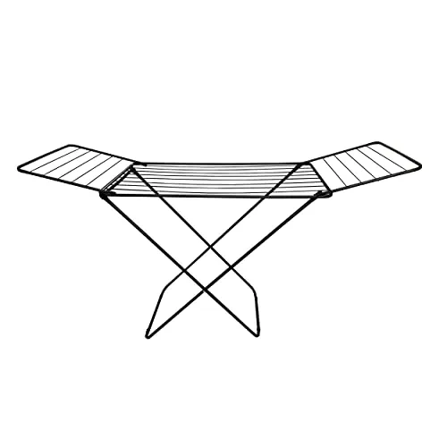MSV Flügelwäschetrockner 18 m - Schwarz - Robuster Wäscheständer Made in Europe mit 18 m Trockenfläche, ideal für lange Kleidung dank ausklappbarer Seitenteile und wölbtem Design.