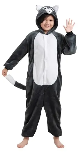 corimori Wolf-Kostüm Kinder Tierkostüme Onesie Karneval Fasching Jungen Mädchen 26 Wolf Husky Grau,116-122