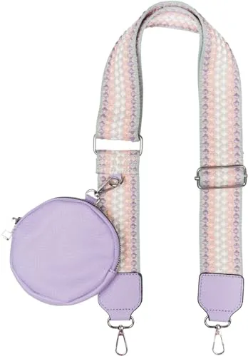 styleBREAKER verstellbarer Taschen Schulterriemen mit Pünktchen Muster und kleiner Börse - Gurte & Riemen: Verstellbarer Trageriemen (84-128 cm) mit elegantem Pünktchen Muster und praktischer kleiner Börse für Schlüssel und Kleingeld, ideal für individuellen Stil und Komfort.