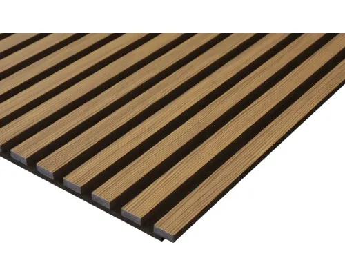 Akustikpaneel Zebrano Dekor 2400 x 572 x 19 mm - Elegantes Akustikpaneel in Zebrano-Optik, ideal zur Verbesserung der Raumakustik und zur Gestaltung Ihrer Wände. Perfekt für jedes Wohn- oder Arbeitsumfeld.