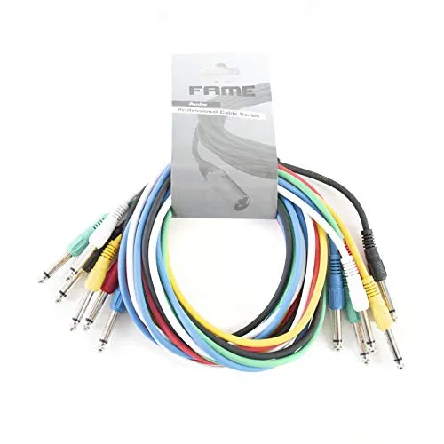 MUSIC STORE Patchkabel 1,5m, 6er-Pack Multicolour, Mono, Basic Standard, Gerader Stecker