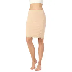 Bellivalini Unterrock Damen kurz aus Viskose BLV50-176 (1-tlg) mit Spitze beige XL