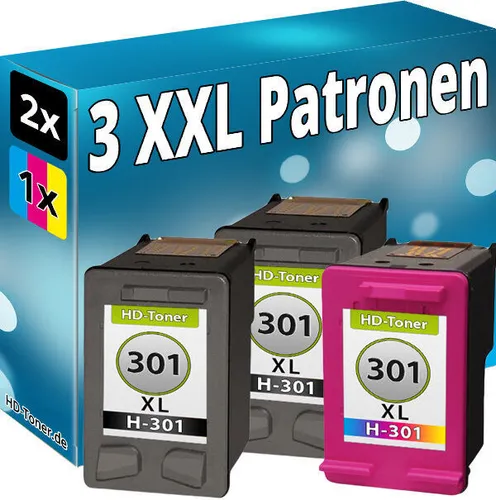 3x Patronen für HP 301-XL DeskJet 1000 1050A 2050A 2540 3050A 1010 1510 1512 Set