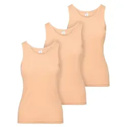 Ladeheid Unterhemd Trägertop Damen Baumwolle Set 3 Stück LA40-262 (Set, 3er-Pack) beige XL